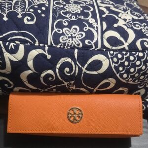 Tory Burch Orange Leather Wallet Sleek Design. Ladies/Teens Eyeglass Case